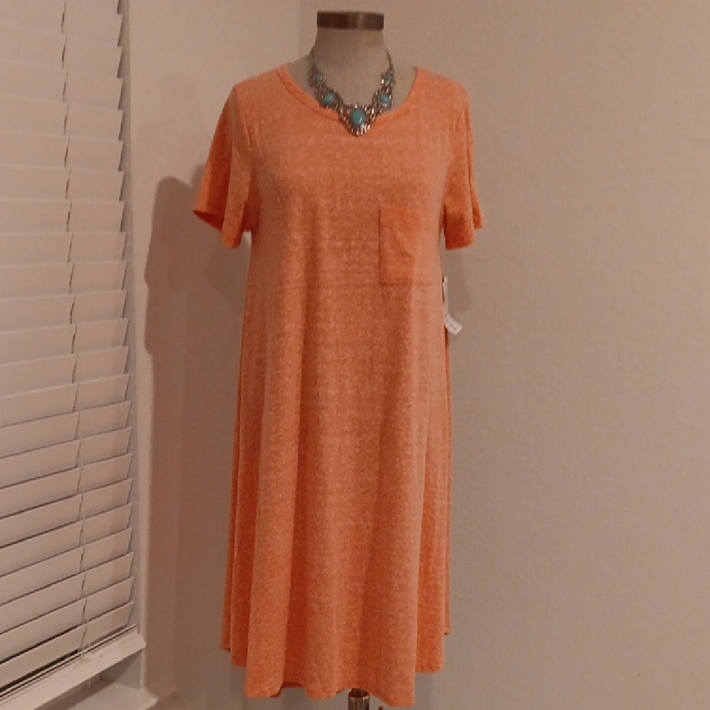LuLaRoe Orange Short Sleeve Midi Dress